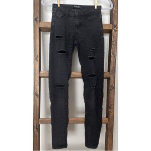 WAX Jeans Black Ripped Skinny Jeans Distressed Size 24